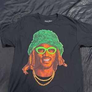 Future Black Tee with Green and Orange Graphic